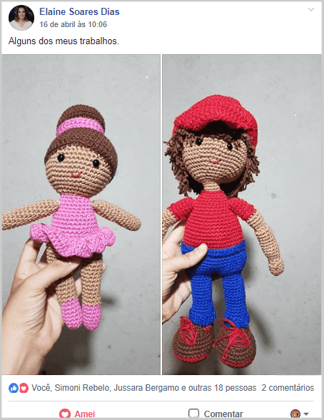 Amigurumi de uma bailarina e de um menino